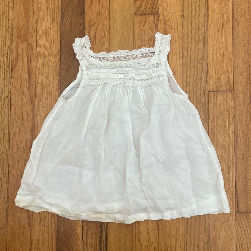 Doen White Lace-Trim Cotton Sundress for Girls